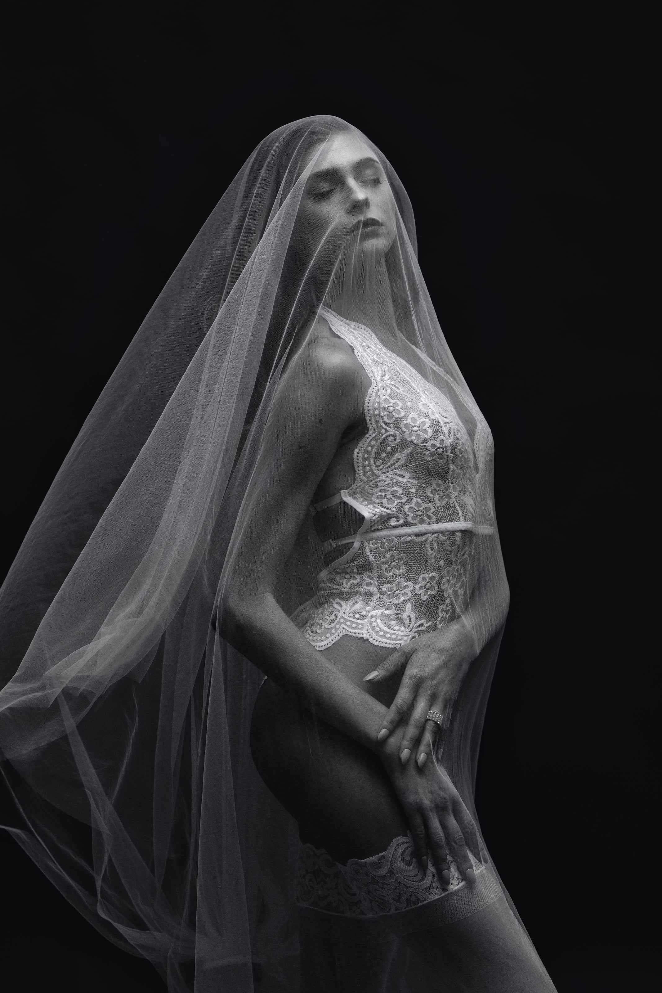 Luxury fine art boudoir session at the Marilyn Lou studio